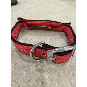 Brand New Bamboo Dog Collar Red/Black 17 To 21 Inch Neck